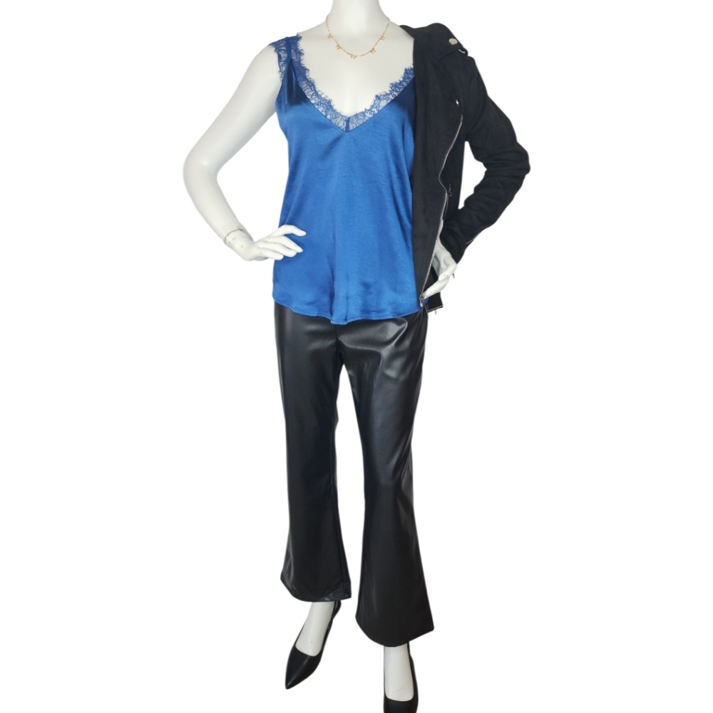 NWT Skies Are Blue XS Blue Lace Trim Cami | Quiet Luxury Layering Top